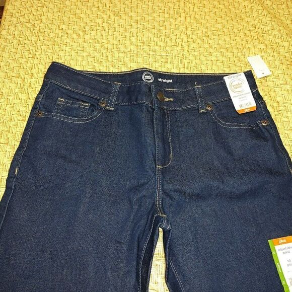 New Wonder Nation Straight Leg Dark Blue Jeans Girl's 10 Plus - Picture 2 of 3